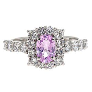 Ring Pt950 Silver Padparadscha Sapphire Diamond #52 Jewelry 155808